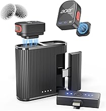 Wireless Lavalier Microphone for iPhone/Android/PC/Laptop Portable Mini Clip on Mic with Lightning + USB C Plug, 48KHz 24Bit, Noise Cancellation, 24H Battery for Video Recording