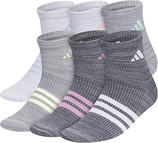 Unisex Kid's Quarter Ankle Socks for Boys and Girls Youth (6-Pack) Superlite Breathable and Lightweight