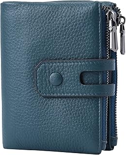 Small Soft Leather Wallet for Women RFID Blocking Ladies Card Holder with Double Zipper Pocket