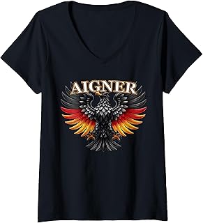 Womens Aigner Nachname Familienname Surname Family Last Name V-Neck T-Shirt