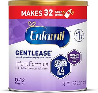Gentlease Baby Formula, Reduces Fussiness, Gas, Crying and Spit-up in 24 hours, DHA & Choline to support Brain development, Value Powder Can, 19.9 Oz