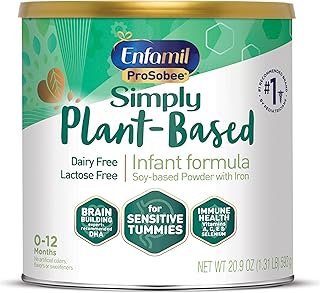 Prosobee Plant based Baby Formula, for Sensitive Tummies, Soy-based Plant Sourced Protein, Vitamins for Immune Support, Lactose-free, Milk free, Gluten free, 20.9 Oz Can