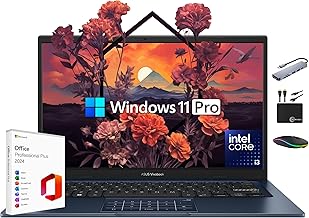 Vivobook Laptop 2025 Ultra Portable Business Computer, 14" FHD Display, 16GB RAM, 1TB Storage (512GB SSD + 500GB Ext), 6-Core Intel i3-1315U, MarxsolAccessory, Win 11 Pro, Lifetime Office 2024