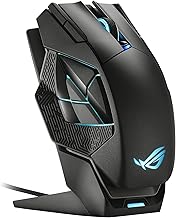 ROG Spatha X Wireless Gaming Mouse (Magnetic Charging Stand, 12 Programmable Buttons, 19,000 DPI, Push-fit Hot Swap Switch Sockets, ROG Micro Switches&Paracord and Aura RGB lighting),Black