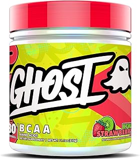 Sponsored Ad - GHOST BCAA Powder Amino Acids Supplement, Kiwi Strawberry - 30 Servings - Sugar-Free Intra, Post & Pre Workout Amino Powder & Recovery Drink, 7G BCAA