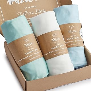 Bassinet Sheets Compatible with Baby Delight Beside Me Dreamer Bassinet, 33x20 for Baby Bedside Sleeper - Buttery Soft, Premium Stretchy Jersey Knit Sheets - Sky + Sage + Cloud, 3 Pack