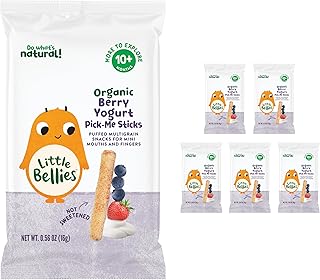 Little Bellies Organic Berry Yogurt Pick-Me Sticks, (Pack of 5 x 0.56 oz Individual Packs)