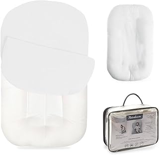 Baby Lounger - Snuggle Cozy Me Infant Lounger for Newborns | Breathable & Soft, Portable Awake-Time Pad, Essential Baby Gift- White (Lounger Cover Included)