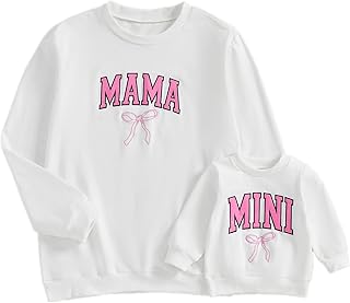 Sponsored Ad - Mommy and Me Matching Outfits Long Sleeve Funny Letter Printed Sweatshirts Family Matching Outfits Pullover Tops