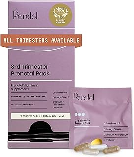 Sponsored Ad - Perelel 3rd Trimester Prenatal Pack, Multivitamin with Magnesium, Omega 3, Probiotics & Calcium, Nutritional Support for Third Trimester Wellness, Soy & Gluten Free, Non GMO, 30 Daily P