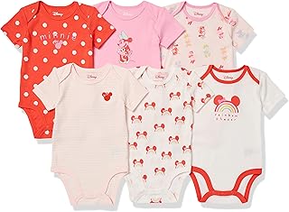 Sponsored Ad - Disney | Marvel | Star Wars | Princess Baby Girls' Short-Sleeve Bodysuits, Pack of 6