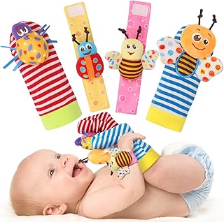 Bloobloomax Baby Rattles Toys for 0-12 Month, Infant Girl Boy Toys for Babies 3-6 Months, Newborn Hand & Foot Toys for 0 to 9 Months, Baby Shower Gifts Set with Wrist Rattle Socks