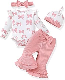 Preemie Newborn Baby Girl Clothes Infant Romper Fall Winter Outfits Gifts for Girls Cute Bell Bottoms Pant Sets
