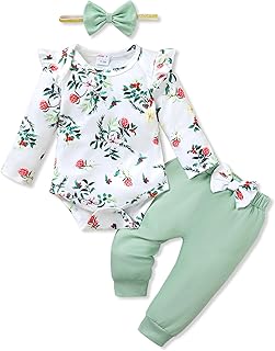 Baby Girl Clothes Newborn Infant Girl Outfits Floral Romper+Pants+Headband Fall Baby Layettes for Clothing 0-18 Months