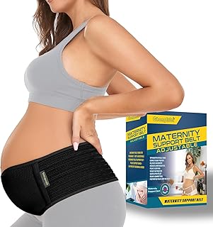 ChongErfei Pregnancy Belly Band Maternity Belt Back Support Abdominal Binder Back Brace - Relieve Back, Pelvic, Hip Pain for Pregnancy Recovery(Black,One Size)