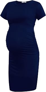 Sponsored Ad - Smallshow Women's Short Sleeve Maternity Dress Ruched Pregnancy Clothes
