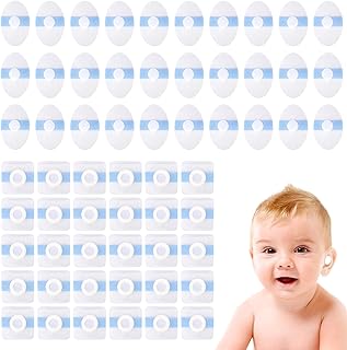 30pcs Baby Ear Covers for Bath + 30pcs Waterproof Belly Button Sticker Band Patch Wrap Pads, Waterproof Ear Protection Cap Plugs Stickers for Kids Toddler Newborn Shower Swimming Water Activities