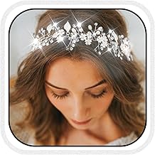 Unsutuo Flower Bride Wedding Headbands Silver Crystal Bridal Headpieces Leaves Hair Vine for Women and Girls (Silver)