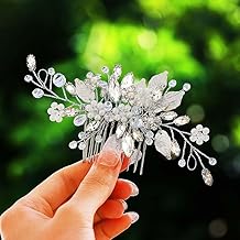 Gorais Leaf Bride Wedding Hair Comb Pearl Bridal Hair Piece Crystal Side Comb Hair Accessories for Women and Girls