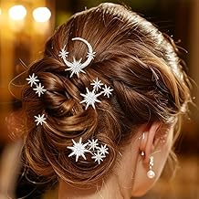 Casdre Star Rhinestone Hair Pins Bridal Hair Pieces Sparkly Crystal Bride Wedding Hair Accessories for Women and Girls(Pack of 5)