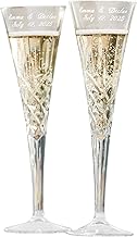 Sponsored Ad - Let's Make Memories Personalized Toasting Flutes - European Fine Crystal - Wedding - Newlyweds - Bride & Groom - Champagne Toast - Anniversary Toast - Set of 2