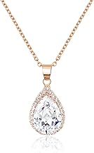 Linawe Crystal Chain Necklace for Women Trendy, Imitation Diamond Pendant, Statement Cubic Zirconia Boho Jewelry Set, 14K Gold/Rose Gold/Silver Birthstone Necklace