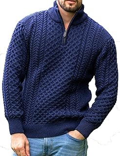 Sponsored Ad - Men's Irish Fisherman Sweaters Cable Knit Half Zip Jacquard Pullover Sweater