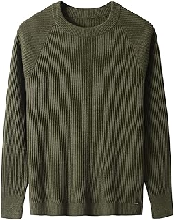 Sponsored Ad - Men's CrewneckSweater and Structure-Knitted Raglan Sleeve Round Neck Pullover Contains Wool
