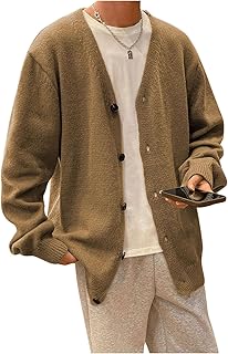 Sponsored Ad - Men's Oversized Cardigan Casual Button Down Long Sleeve V Neck Sweater