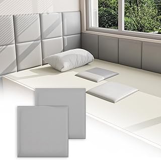 Sponsored Ad - 3D Anti-Collision Wall Padding for Kids, Grey Peel and Stick headboard Panels, Self-Adhesive Headboard Panels for Wall, Bedroom/Living Room Upholstered Wall Panel(4 Pack -11.8" x 11.8")