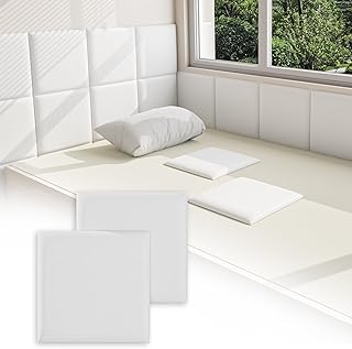 Sponsored Ad - 3D Anti-Collision Wall Padding for Kids, White Peel and Stick headboard Panels, Self-Adhesive Headboard Panels for Wall, Bedroom/Living Room Upholstered Wall Panel(4 Pack -11.8" x 11.8"