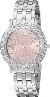 Stainless Steel + Pink Crystal Bracelet Watch. Color: Silver-Tone (Model: U1062L2)