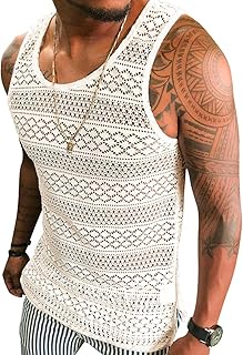 Mens See Through Vest Crewneck Sleeveless Tank Tops Muscle Sexy Mesh Shirts
