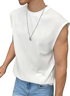 Sponsored Ad - Men's Letter Patched Textured Sleeveless Crew Neck Tank Tops Workout Athletic Casual Shirts