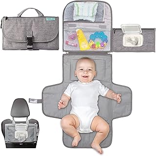 Sponsored Ad - Kopi Baby Portable Diaper Changing Pad - Baby Diaper Changer Travel Bag with Wipes Pocket, Smart Design Portable Changing Mat, Infant Travel Station Kit, Gift for Newborn Girl & Boy - G
