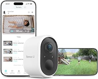Sponsored Ad - Sense-U Battery Baby Monitor Smart Security Camera, Indoor/Outdoor Use, AI Breathing Detection, 1080p Video Monitor, Weatherproof Wireless Camera, 2-Way Audio, No Monthly Fee