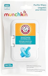 Munchkin Arm & Hammer Pacifier Wipes - Safely Cleans Breast Pump Parts and Feeding Essentials for Baby and Toddler, 1 Pack, 36 Wipes