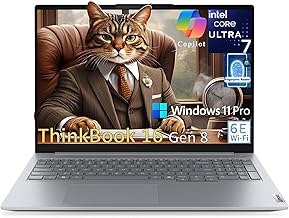 ThinkBook 16 Gen 8 Business Laptop Computer, Intel 16-Core Ultra 7 255H (Beat i7-13900H), 64GB DDR5 RAM, 2TB PCIe SSD, 16" FHD+ AI PC, WiFi 6E, Bluetooth 5.3, Fingerprint Reader, Windows 11 Pro