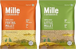 Mille Unpolished Foxtail & Little Millet Combo | Naturally Gluten-Free Ancient Grains | High Protein & Fiber | Rice Alternative for Healthy Meals | 15.87 Oz Each (Pack of 2)