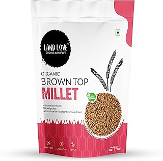 Land Love Browntop Organic Millet 2.2 lbs – High-Protein, Rich in Fiber Whole Grain Superfood, Gluten-Free, Vegan, Non-GMO, Plant-Based Pantry Essential.