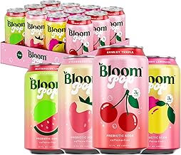 Bloom Pop Prebiotic Soda 12 Pack, Variety Pack, 12oz Cans | Prebiotic Soda for Gut Health, Low Calorie Soda, No Caffeine, Healthy Soft Drink Alternative