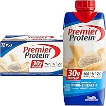 Premier Protein Protein Shake, Vanilla, 30g Protein, No Added Sugar, 11 fl oz Pack of 12 (Packaging May Vary)