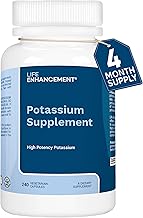 Life Enhancement High Absorption Potassium Supplement for Muscle, Brain & Bone Health - No Additives High Potency Elemental Potassium Supplement is Made in USA (240 Capsules – 120 Servings)