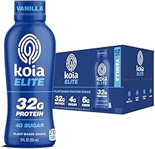 Koia Elite Plant Based Protein Shake, Vanilla, 32g Protein, 4g Sugar, 6g Prebiotic Fiber, Pre & Post Workout Nutritional Drink, No Seed Oils, Dairy-Free, Gluten-Free, Non-GMO, 12 Fl Oz (Pack of 12)