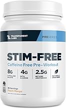 Transparent Labs Stim-Free Pre-Workout - Caffeine & Stim Free Pre Workout Powder Naturally Sweetened for Men and Women with Beta Alanine Powder, Citrulline Malate, & elevATP - 30 Servings, Peach Mango