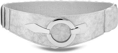VONMELLI Wide Elastic Waist Belt Women Hip Belt Vintage Stretch Belt with Silver Ring Clasp