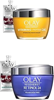Regenerist Vitamin C + Peptide 24 Brightening Face Moisturizer (1.7 Oz) and Retinol 24 Night Face Moisturizer (1.7 Oz) + 2 Travel Size Whip Face Moisturizers