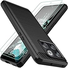 for Oneplus 10T Case,Oneplus 10T Phone Case with Screen Protector Shock-Absorption Flexible TPU Rubber Protective Cell Phone Cover for Oneplus 10T 5G(Black)