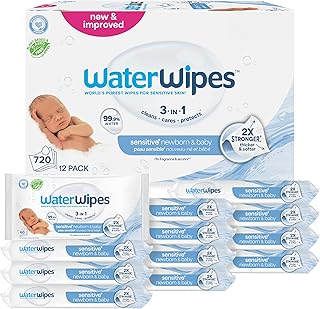 Sensitive+ Newborn & Baby Wipes, 3-In-1 Cleans, Cares, Protects, 99.9% Water, Unscented & Hypoallergenic, 720 Count (12 Packs)