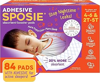 Sposie Diaper Booster Pads | Stop Leaks in Baby Overnight, Nighttime Diapers | Disposable Toddler Training Underwear Girls & Boys | Adhesive Diaper Pad | 84 Count (Pack of 1)